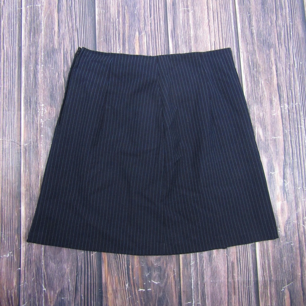 Skirt Womens Size Not Marked Black Pinstripe A-Line Knee Length Twill Office